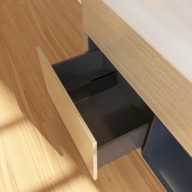 Тумба под раковину Villeroy & Boch Finion 100х50,1 см с подсветкой МДФ шпон дуба/стекло белое матовое G371HGPC