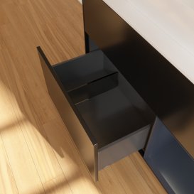 Тумба под раковину Villeroy & Boch Finion 100х50,1 см с подсветкой МДФ черный матовый лак/стекло белое матовое G371HGPD