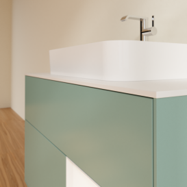 Тумба під раковину Villeroy & Boch Finion 100х50,1 см із підсвічуванням МДФ оливковий матовий лак/скло біле матове G371MTGM