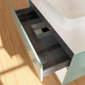 Тумба під раковину Villeroy & Boch Finion 100х50,1 см із підсвічуванням МДФ оливковий матовий лак/скло біле матове G371MTGM