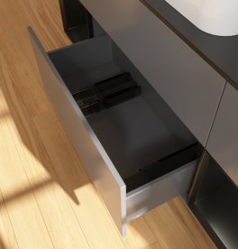 Тумба под раковину Villeroy & Boch Finion 160х50,1 см с подсветкой МДФ антрацит матовый лак/стекло черное матовое G742PDGK