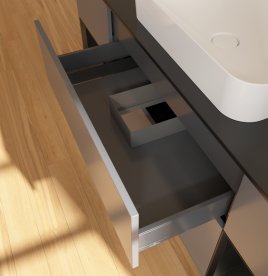 Тумба под раковину Villeroy & Boch Finion 160х50,1 см с подсветкой МДФ антрацит матовый лак/стекло черное матовое G742PDGK