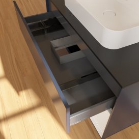 Тумба під раковину Villeroy & Boch Finion 100х50,1 см із підсвічуванням МДФ темно-синій матовий лак/скло чорне матове G372GFHG