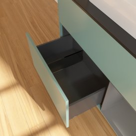 Тумба під раковину Villeroy & Boch Finion 100х50,1 см із підсвічуванням МДФ оливковий матовий лак/скло чорне матове G372GKGM