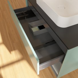 Тумба під раковину Villeroy & Boch Finion 100х50,1 см із підсвічуванням МДФ оливковий матовий лак/скло чорне матове G372GKGM