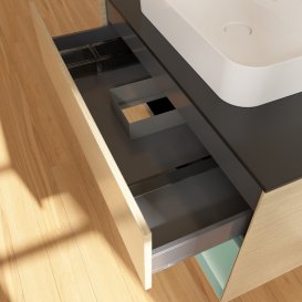 Тумба под раковину Villeroy & Boch Finion 100х50,1 см с подсветкой МДФ шпон дуба/стекло черное матовое G372GMPC