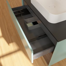 Тумба під раковину Villeroy & Boch Finion 100х50,1 см із підсвічуванням МДФ оливковий матовий лак/скло чорне матове G372GNGM