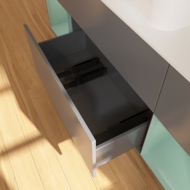 Тумба под раковину Villeroy & Boch Finion 160х50,1 см с подсветкой МДФ антрацит матовый лак/стекло белое матовое G741GMGK