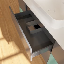 Тумба под раковину Villeroy & Boch Finion 160х50,1 см с подсветкой МДФ антрацит матовый лак/стекло белое матовое G741GMGK