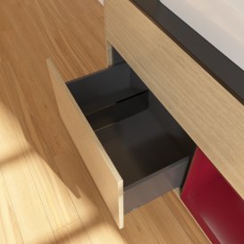 Тумба під раковину Villeroy & Boch Finion 100х50,1 см із підсвічуванням МДФ шпон дуба/скло чорне матове G372HBPC