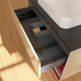 Тумба під раковину Villeroy & Boch Finion 100х50,1 см із підсвічуванням МДФ шпон дуба/скло чорне матове G372HBPC