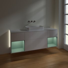 Тумба під раковину Villeroy & Boch Finion 160х50,1 см із підсвічуванням МДФ білий матовий лак/скло біле матове G741GMMT