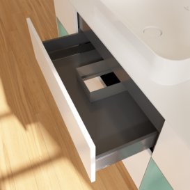 Тумба під раковину Villeroy & Boch Finion 160х50,1 см із підсвічуванням МДФ білий матовий лак/скло біле матове G741GMMT