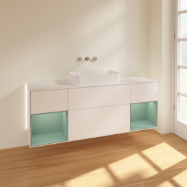 Тумба під раковину Villeroy & Boch Finion 160х50,1 см із підсвічуванням МДФ білий матовий лак/скло біле матове G741GMMT