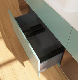 Тумба під раковину Villeroy & Boch Finion 160х50,1 см із підсвічуванням МДФ оливковий матовий лак/скло біле матове G741GNGM