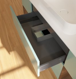 Тумба під раковину Villeroy & Boch Finion 160х50,1 см із підсвічуванням МДФ оливковий матовий лак/скло біле матове G741GNGM