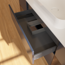 Тумба под раковину Villeroy & Boch Finion 160х50,1 см с подсветкой МДФ темно-синий матовый лак/стекло белое матовое G741GNHG