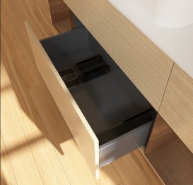 Тумба под раковину Villeroy & Boch Finion 160х50,1 см с подсветкой МДФ шпон дуба/стекло белое матовое G741GNPC