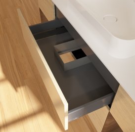 Тумба под раковину Villeroy & Boch Finion 160х50,1 см с подсветкой МДФ шпон дуба/стекло белое матовое G741GNPC