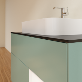 Тумба под раковину Villeroy & Boch Finion 100х50,1 см с подсветкой МДФ оливковый матовый лак/стекло черное матовое G372MTGM