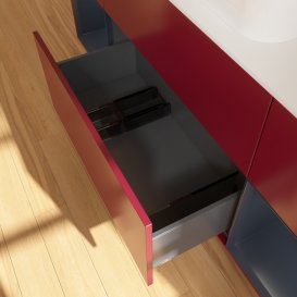 Тумба під раковину Villeroy & Boch Finion 160х50,1 см з підсвічуванням МДФ півонія матовий лак/скло біле матове G741HGHB