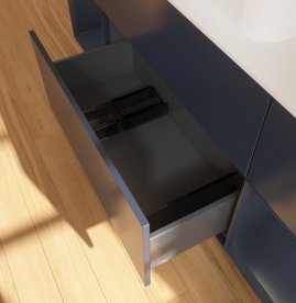 Тумба под раковину Villeroy & Boch Finion 160х50,1 см с подсветкой МДФ темно-синий матовый лак/стекло белое матовое G741HGHG