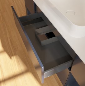 Тумба под раковину Villeroy & Boch Finion 160х50,1 см с подсветкой МДФ темно-синий матовый лак/стекло белое матовое G741HGHG