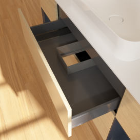 Тумба под раковину Villeroy & Boch Finion 160х50,1 см с подсветкой МДФ шпон дуба/стекло белое матовое G741HGPC