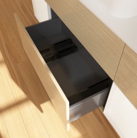 Тумба под раковину Villeroy & Boch Finion 160х50,1 см с подсветкой МДФ шпон дуба/стекло белое матовое G741MTPC