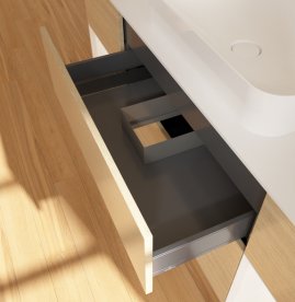 Тумба под раковину Villeroy & Boch Finion 160х50,1 см с подсветкой МДФ шпон дуба/стекло белое матовое G741MTPC