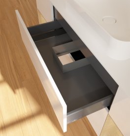 Тумба под раковину Villeroy & Boch Finion 160х50,1 см с подсветкой МДФ глянцевый белый лак/стекло белое матовое G741PCGF