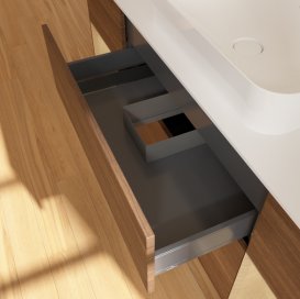 Тумба под раковину Villeroy & Boch Finion 160х50,1 см с подсветкой МДФ шпон грецкого ореха/стекло белое матовое G741PCGN