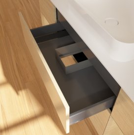 Тумба под раковину Villeroy & Boch Finion 160х50,1 см с подсветкой МДФ шпон дуба/стекло белое матовое G741PCPC