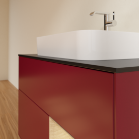 Тумба под раковину Villeroy & Boch Finion 100х50,1 см с подсветкой МДФ пион матовый лак/стекло черное матовое G372PCHB