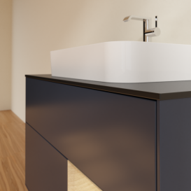 Тумба под раковину Villeroy & Boch Finion 100х50,1 см с подсветкой МДФ темно-синий матовый лак/стекло черное матовое G372PCHG