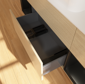 Тумба під раковину Villeroy & Boch Finion 160х50,1 см із підсвічуванням МДФ шпон дуба/скло біле матове G741PDPC