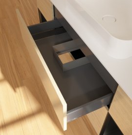 Тумба під раковину Villeroy & Boch Finion 160х50,1 см із підсвічуванням МДФ шпон дуба/скло біле матове G741PDPC