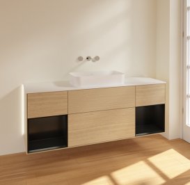 Тумба під раковину Villeroy & Boch Finion 160х50,1 см із підсвічуванням МДФ шпон дуба/скло біле матове G741PDPC