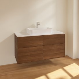 Тумба под раковину Villeroy & Boch Finion 120х50,1 см МДФ шпон грецкого ореха/стекло белое матовое F38100GN