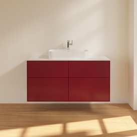 Тумба под раковину Villeroy & Boch Finion 120х50,1 см МДФ пион матовый лак/стекло белое матовое F38100HB