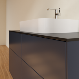 Тумба під раковину Villeroy & Boch Finion 120х50,1 см МДФ темно-синій матовий лак/скло чорне матове F38200HG