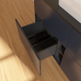 Тумба під раковину Villeroy & Boch Finion 120х50,1 см МДФ темно-синій матовий лак/скло чорне матове F38200HG