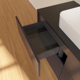 Тумба під раковину Villeroy & Boch Finion 120х50,1 см МДФ темно-синій матовий лак/скло чорне матове F38200HG