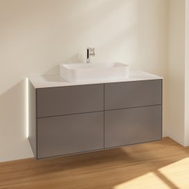 Тумба под раковину Villeroy & Boch Finion 120х50,1 см с подсветкой МДФ антрацит матовый лак/стекло белое матовое G38100GK