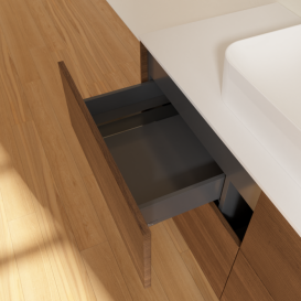 Тумба под раковину Villeroy & Boch Finion 120х50,1 см с подсветкой МДФ шпон грецкого ореха/стекло белое матовое G38100GN