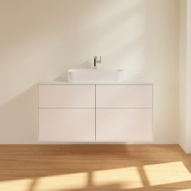 Тумба под раковину Villeroy & Boch Finion 120х50,1 см с подсветкой МДФ белый матовый лак/стекло белое матовое G38100MT