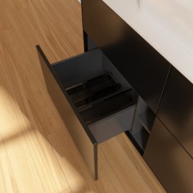 Тумба под раковину Villeroy & Boch Finion 120х50,1 см с подсветкой МДФ черный матовый лак/стекло белое матовое G38100PD