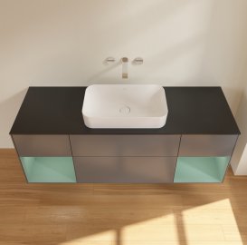 Тумба под раковину Villeroy & Boch Finion 160х50,1 см с подсветкой МДФ антрацит матовый лак/стекло черное матовое G742GMGK