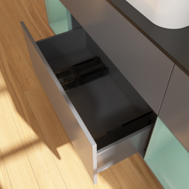 Тумба под раковину Villeroy & Boch Finion 160х50,1 см с подсветкой МДФ антрацит матовый лак/стекло черное матовое G742GMGK