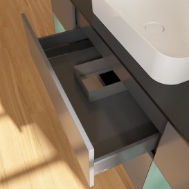 Тумба под раковину Villeroy & Boch Finion 160х50,1 см с подсветкой МДФ антрацит матовый лак/стекло черное матовое G742GMGK